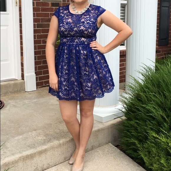 B darlin Dress Royal Blue Lace NWT - Picture 1 of 4